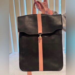 Black and Pink Leather Backpack